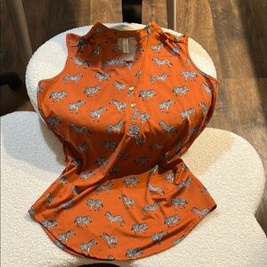 PerSeption Concept Orange Sleeveless Fitted Tank Top